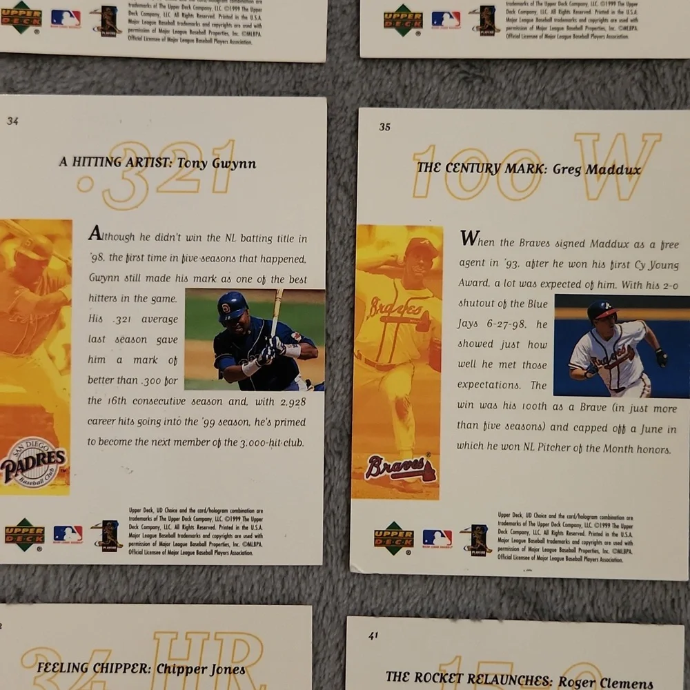 Vintage 1999 Upper Deck UD Choice Cover Glory Baseball Trading Cards